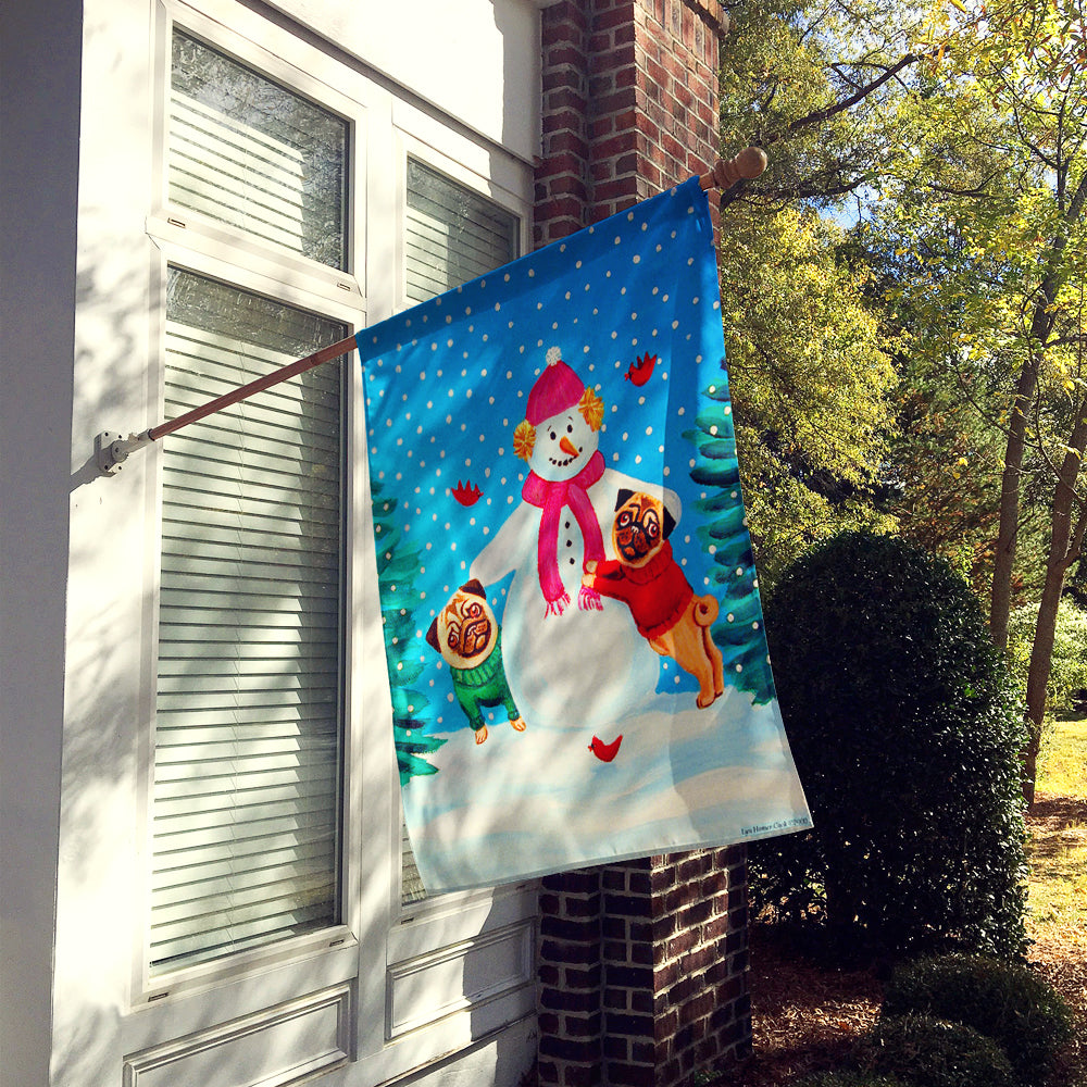 Snowman with Pug Flag Canvas House Size