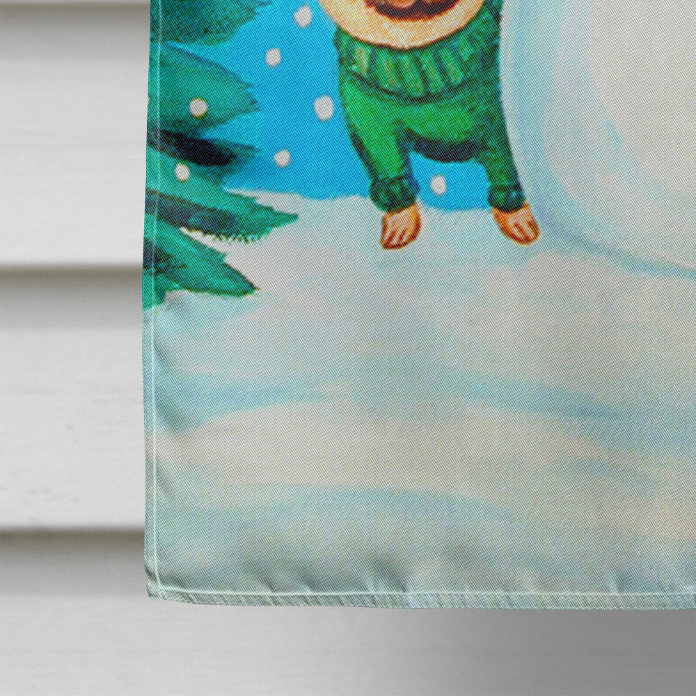 Snowman with Pug Flag Canvas House Size  the-store.com.