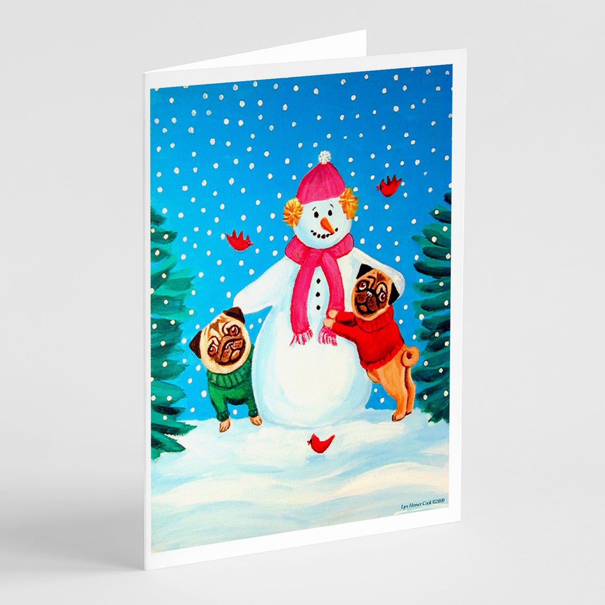 Buy this Snowman with Pug Winter Snowman  Greeting Cards and Envelopes Pack of 8