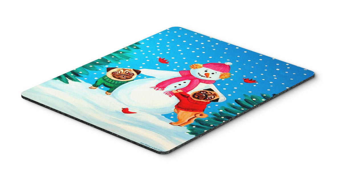 Snowman with Pug Mouse Pad / Hot Pad / Trivet by Caroline&#39;s Treasures