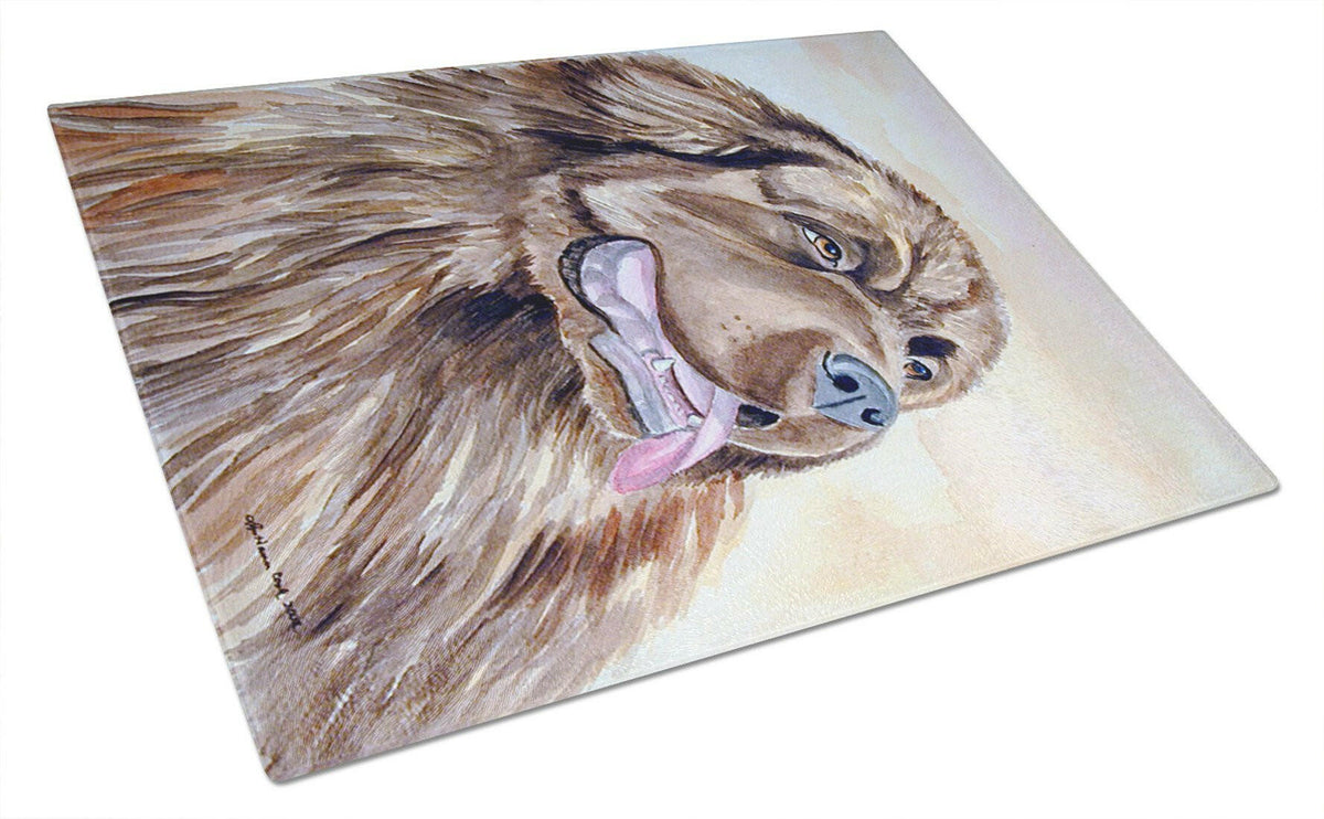 Chocolate Brown Newfie Newfoundland Glass Cutting Board Large by Caroline&#39;s Treasures
