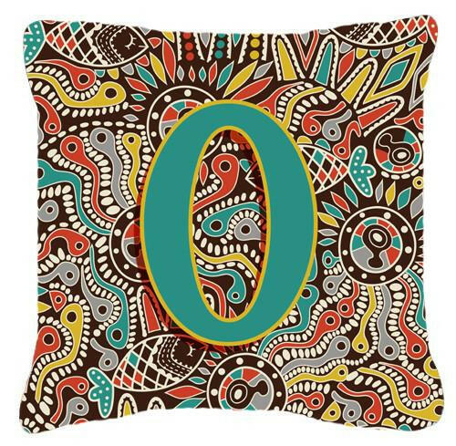 Letter O Retro Tribal Alphabet Initial Canvas Fabric Decorative Pillow CJ2013-OPW1414 by Caroline&#39;s Treasures