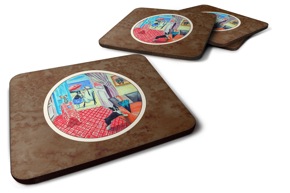 Lady with her Boston Terrier Foam Coaster Set of 4 7120FC - the-store.com
