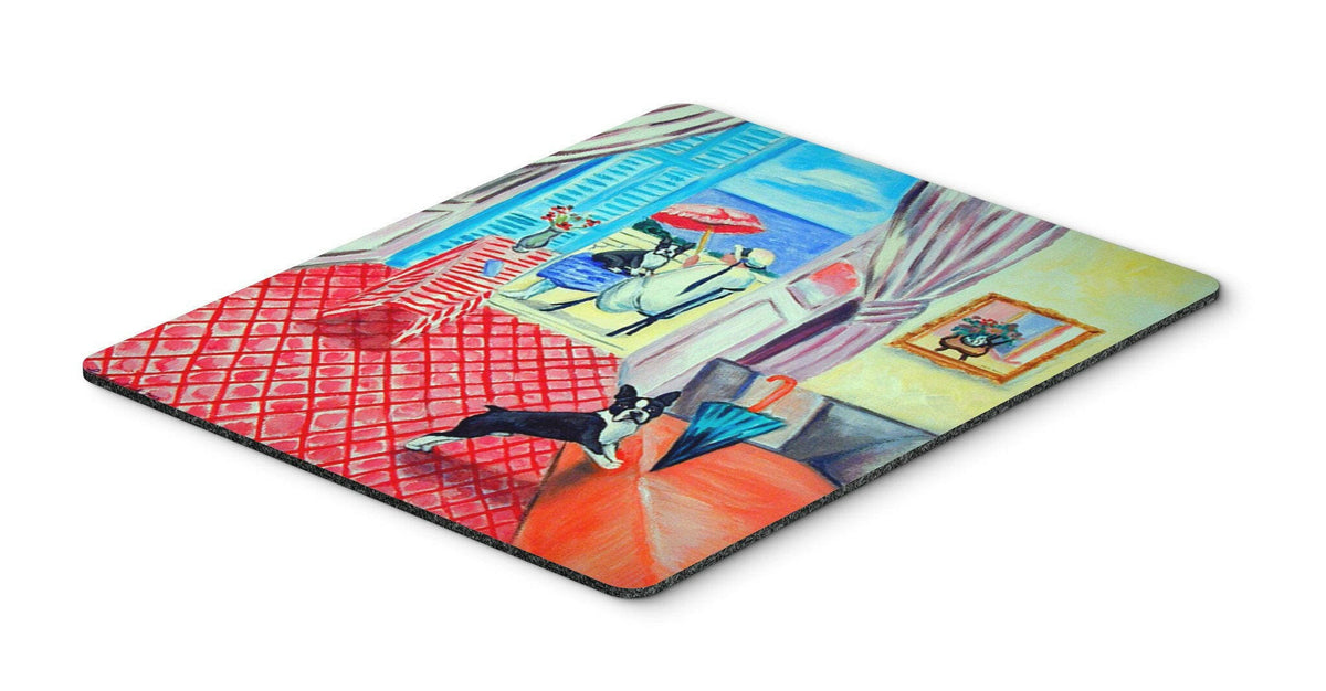 Lady with her Boston Terrier Mouse Pad / Hot Pad / Trivet by Caroline&#39;s Treasures
