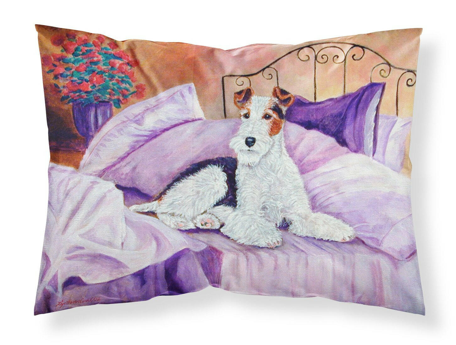 Fox Terrier Waiting on Mom Moisture wicking Fabric standard pillowcase by Caroline's Treasures