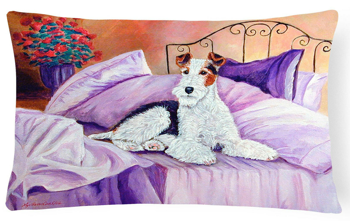 Fox Terrier Waiting on Mom Decorative   Canvas Fabric Pillow by Caroline&#39;s Treasures