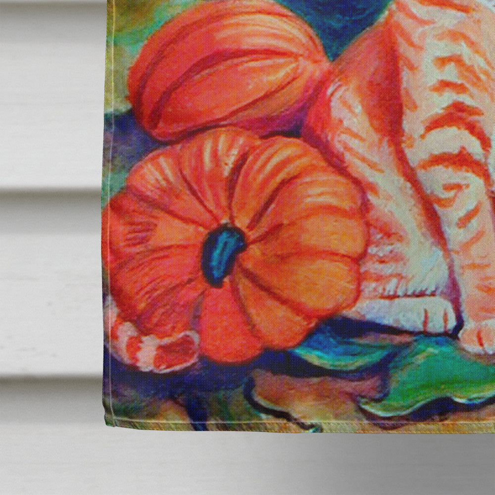 Tabby Cat in the pumpkins Flag Canvas House Size  the-store.com.