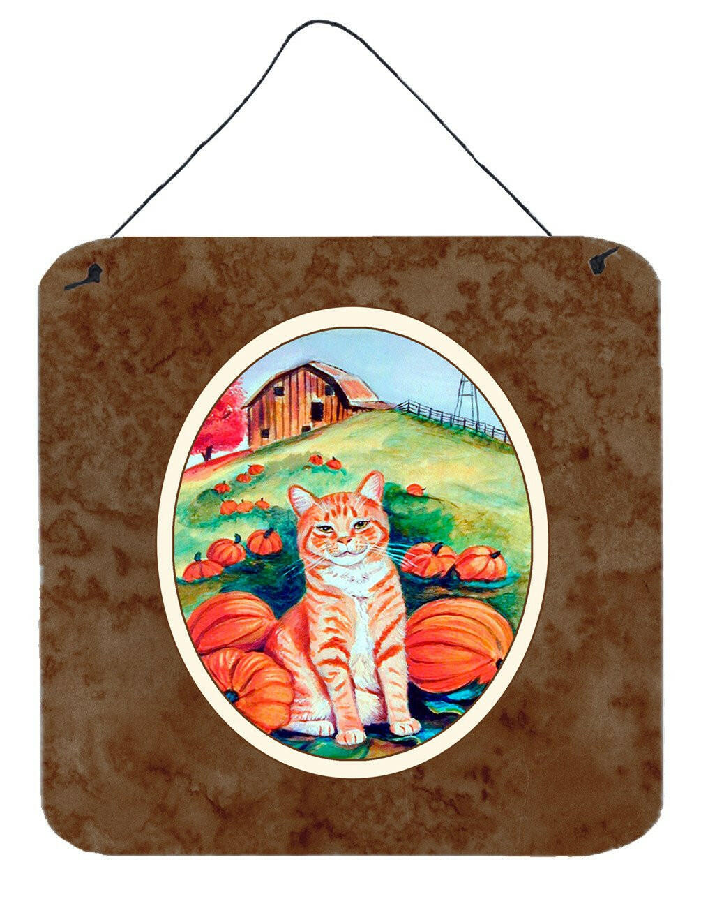 Tabby Cat in Pumpins Wall or Door Hanging Prints 7123DS66 by Caroline&#39;s Treasures