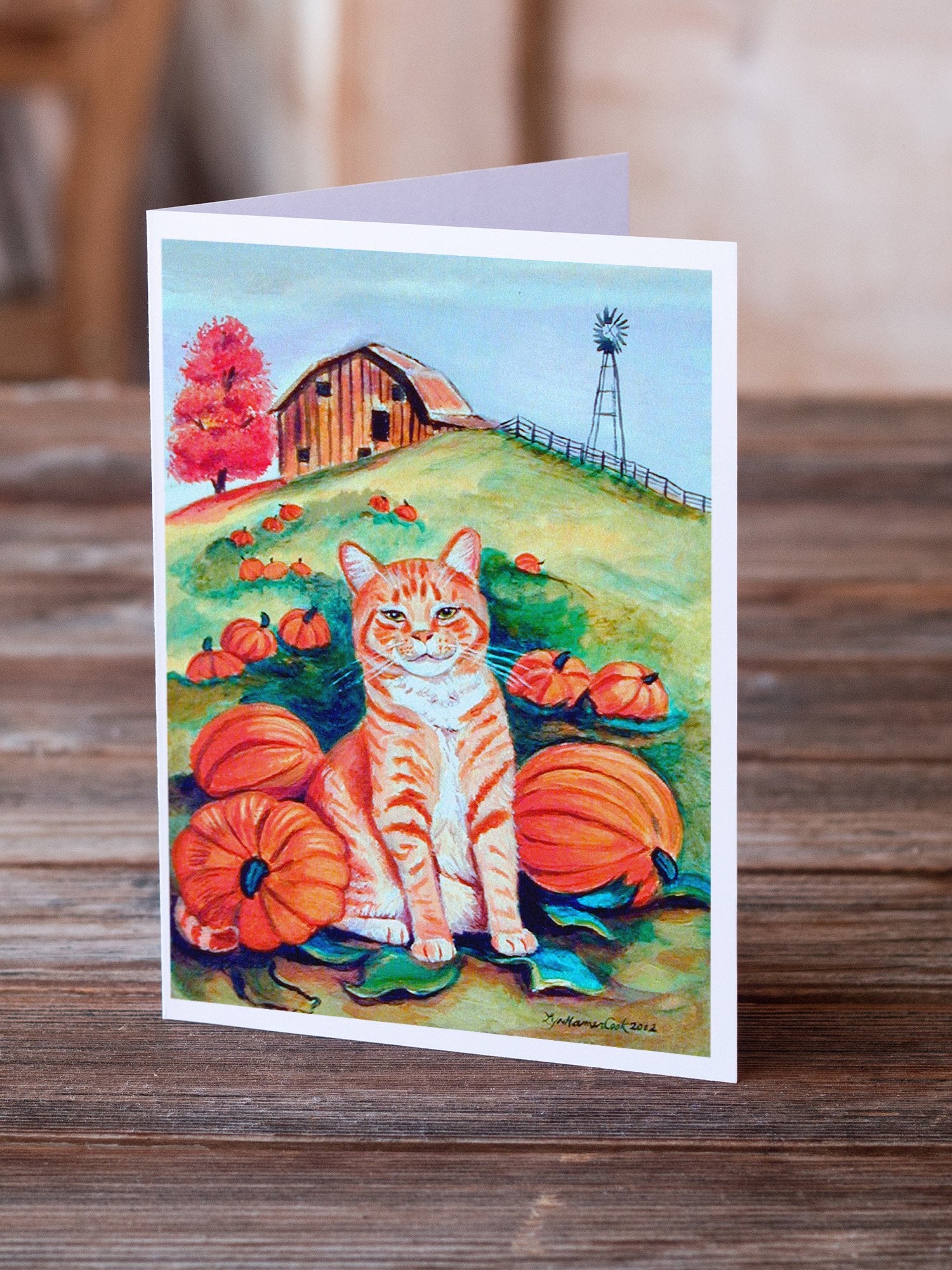 Buy this Tabby Cat in Pumpins  Greeting Cards and Envelopes Pack of 8