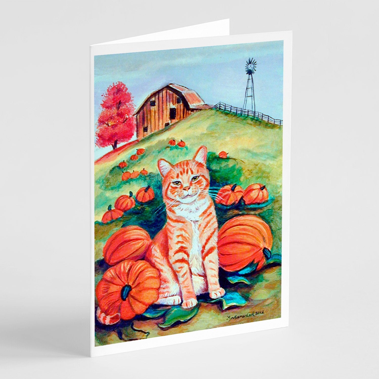 Buy this Tabby Cat in Pumpins  Greeting Cards and Envelopes Pack of 8