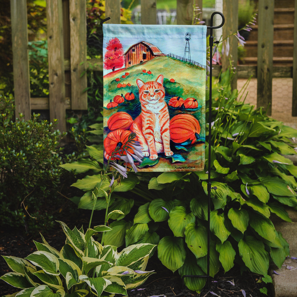 Caroline's Treasures Tabby Cat in the pumpkins Garden Flag – Decorative Outdoor Yard Flag