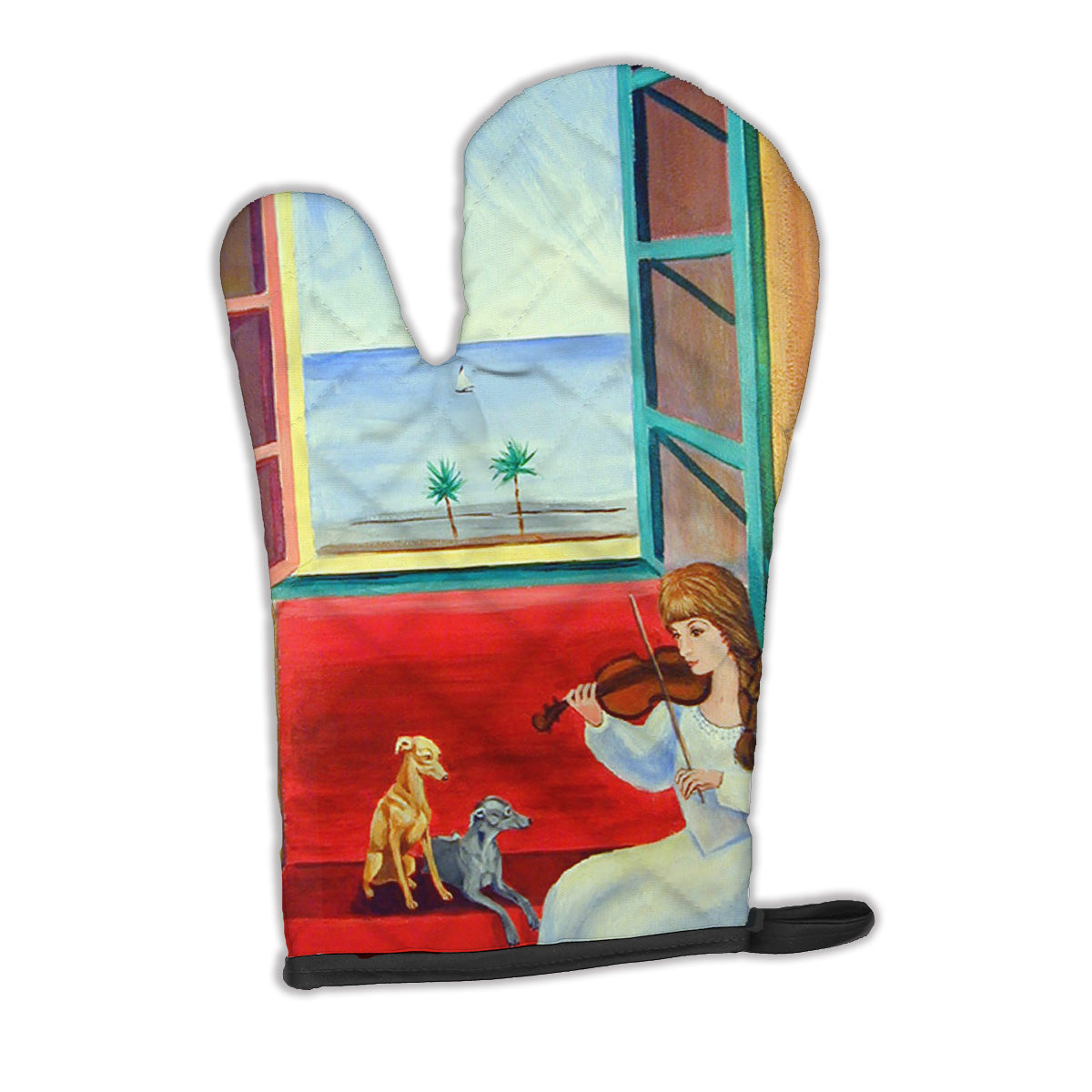 Italian Greyhounds and Violinist Oven Mitt 7126OVMT  the-store.com.