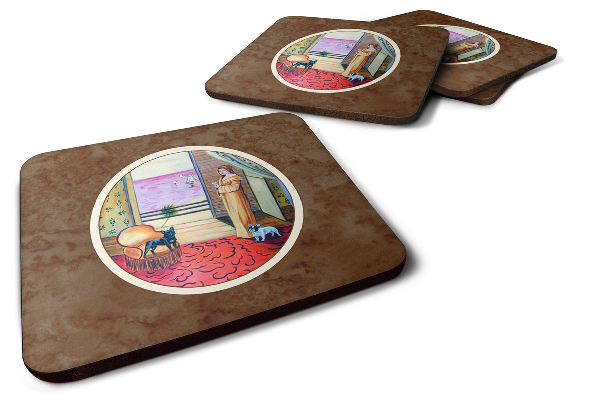 French Bulldog and lady Foam Coaster Set of 4 7128FC - the-store.com