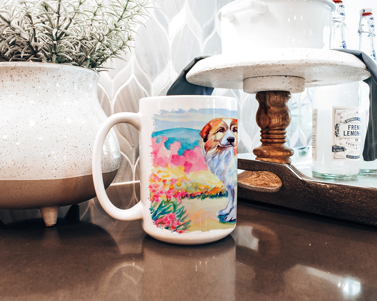 Great Pyrenees Dishwasher Safe Microwavable Ceramic Coffee Mug 15 ounce 7130CM15  the-store.com.
