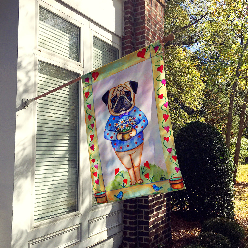 Pug Valentine's Hearts Flag Canvas House Size
