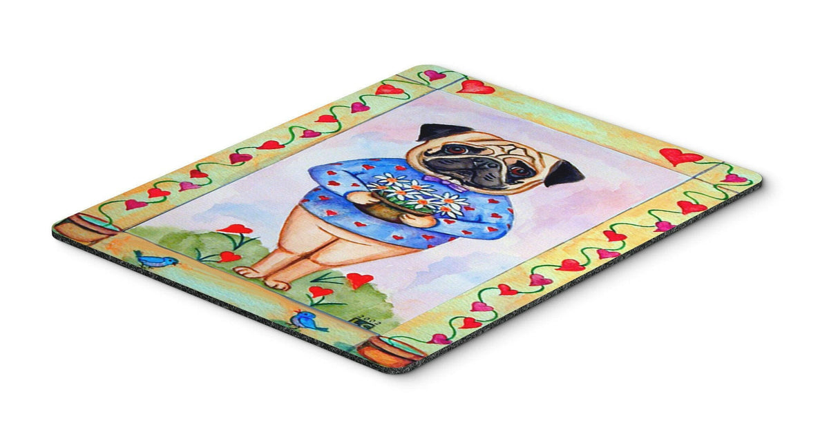 Pug Valentine&#39;s Hearts Mouse Pad / Hot Pad / Trivet by Caroline&#39;s Treasures