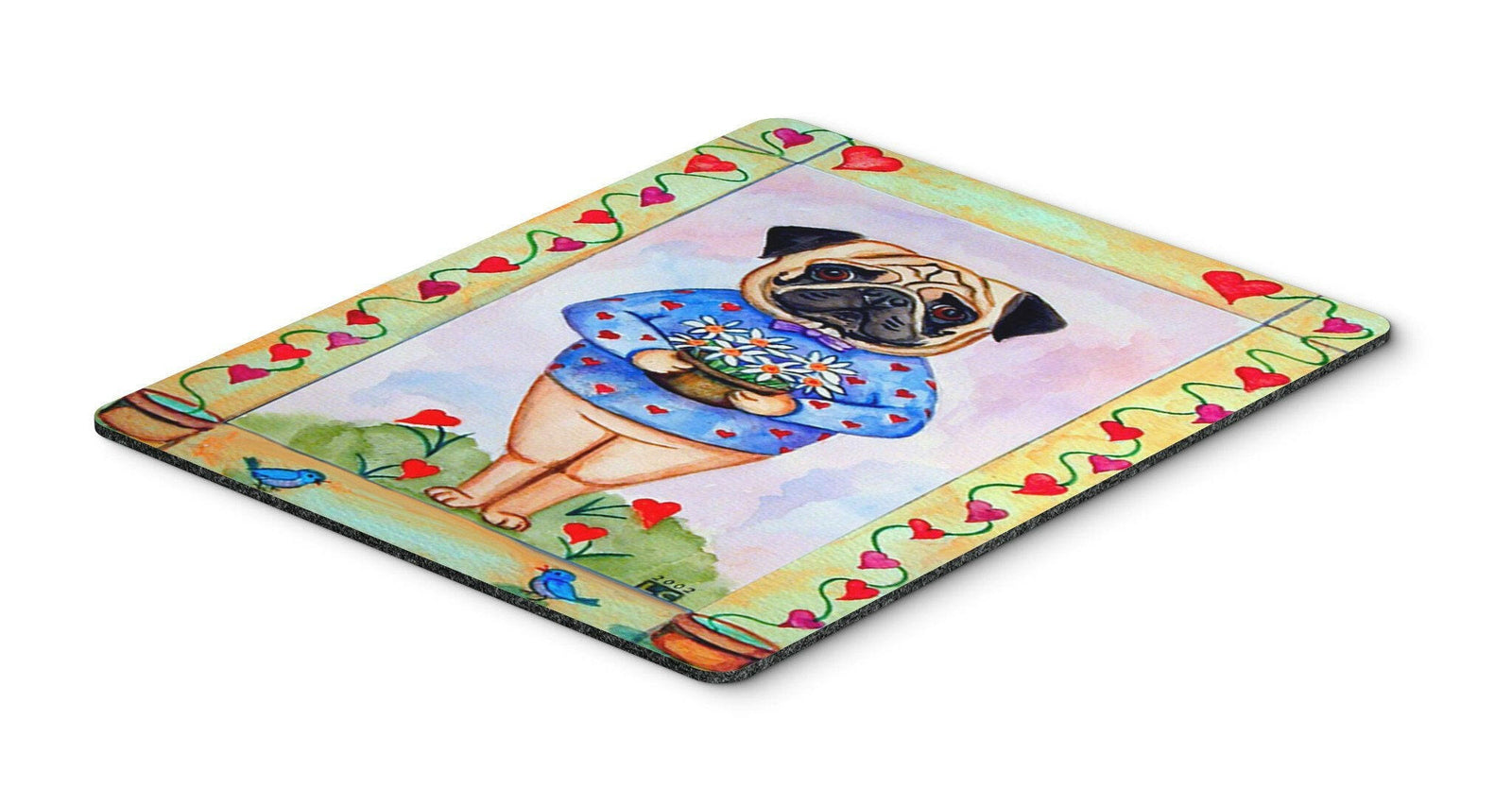 Pug Valentine's Hearts Mouse Pad / Hot Pad / Trivet by Caroline's Treasures