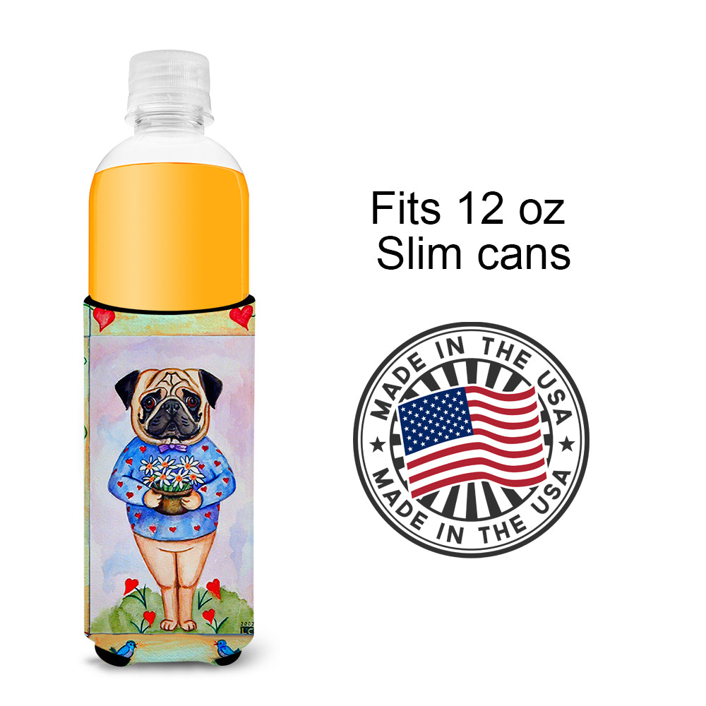 Pug Valentine's Hearts Ultra Beverage Insulators for slim cans 7132MUK.