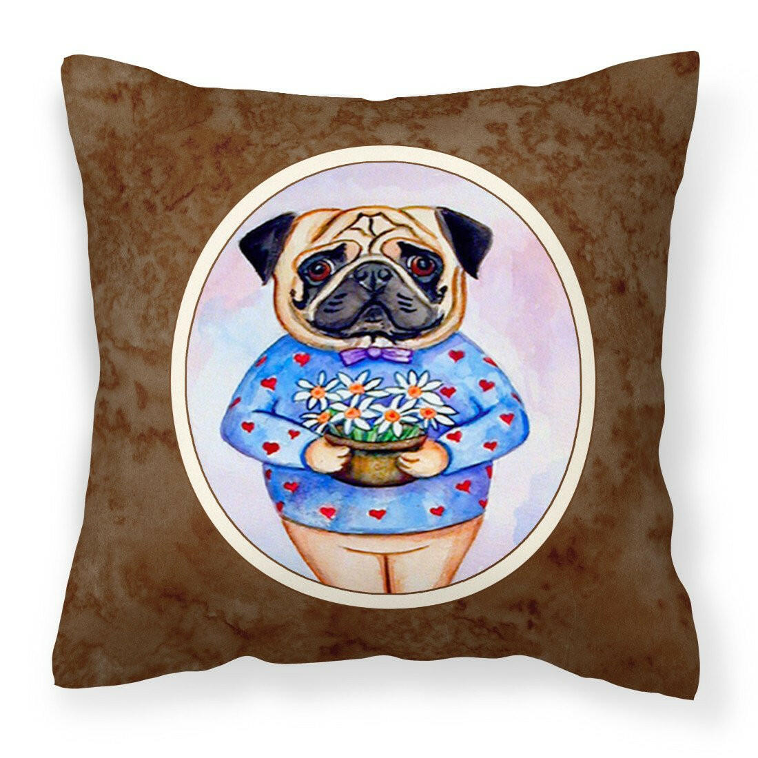 Pug Valentine&#39;s Hearts Fabric Decorative Pillow 7132PW1414 - the-store.com