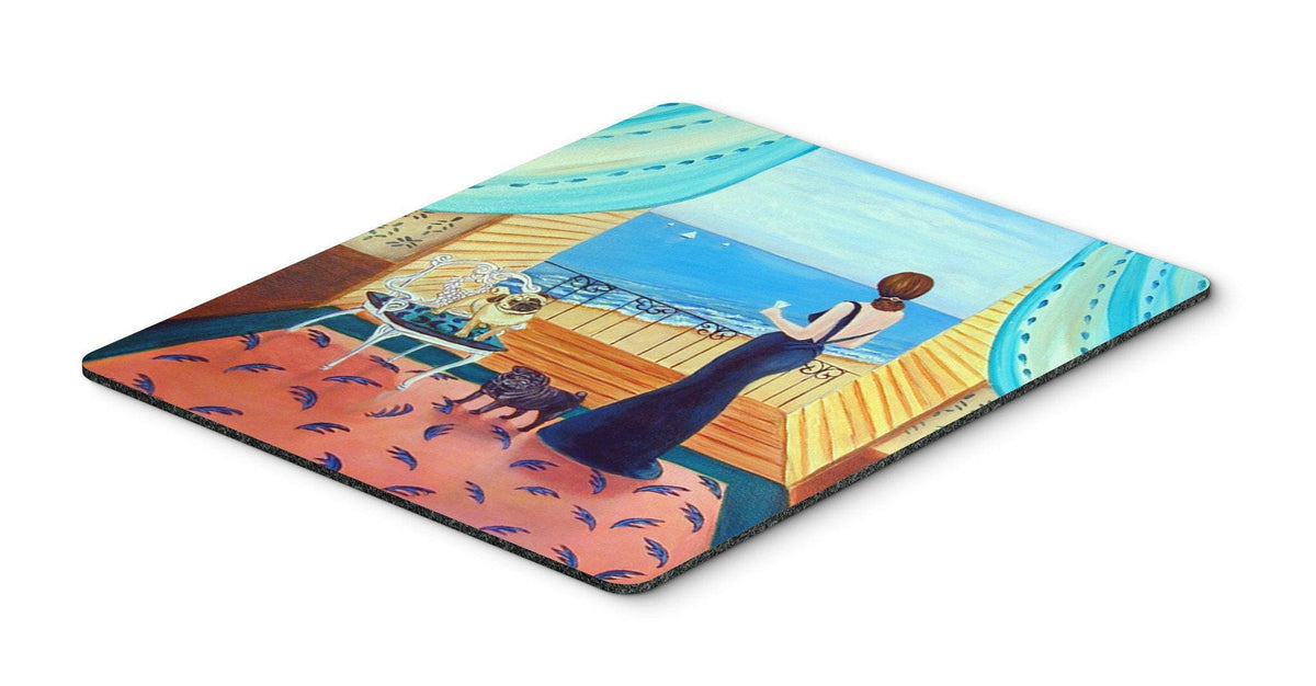 Lady with her Pug Mouse Pad / Hot Pad / Trivet by Caroline&#39;s Treasures