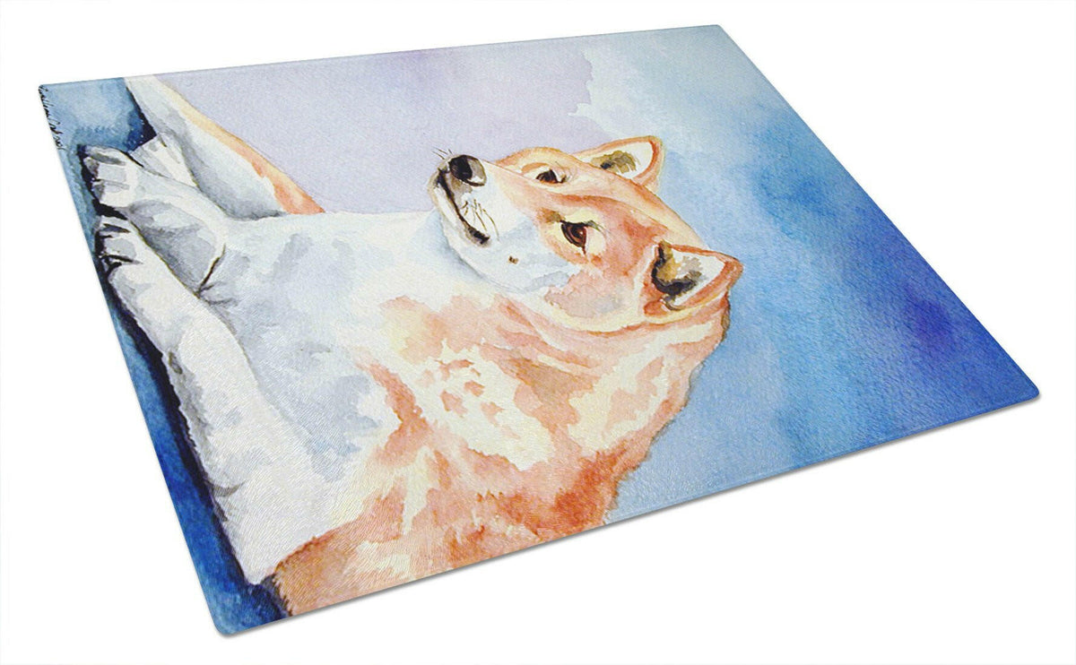 Red and White Shiba Inu Glass Cutting Board Large by Caroline&#39;s Treasures
