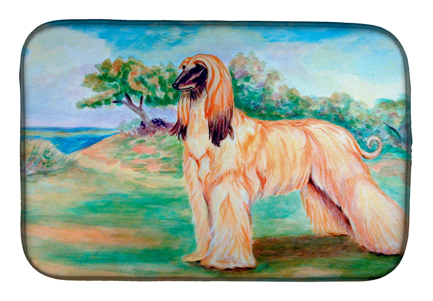 Afghan Hound Dish Drying Mat 7138DDM  the-store.com.