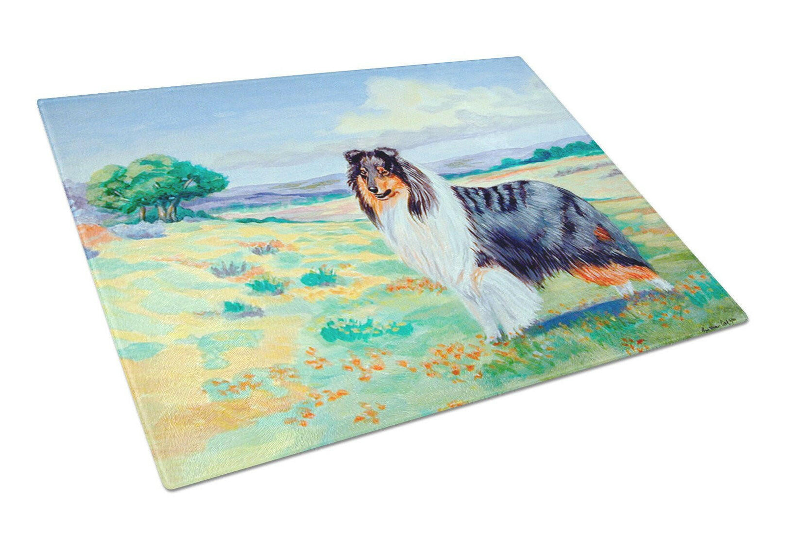 Collie Glass Cutting Board Large by Caroline's Treasures