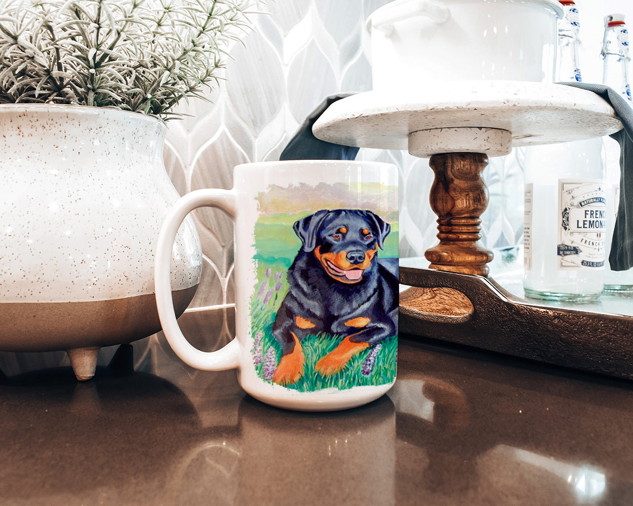 Rottweiler Dishwasher Safe Microwavable Ceramic Coffee Mug 15 ounce 7141CM15