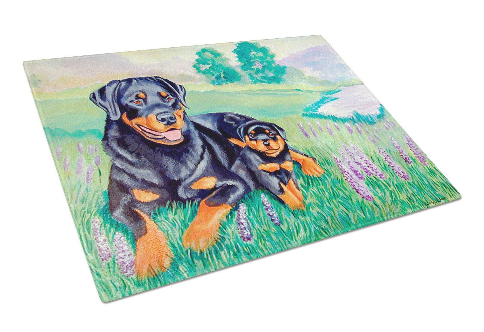 Rottweiler Glass Cutting Board Large by Caroline's Treasures