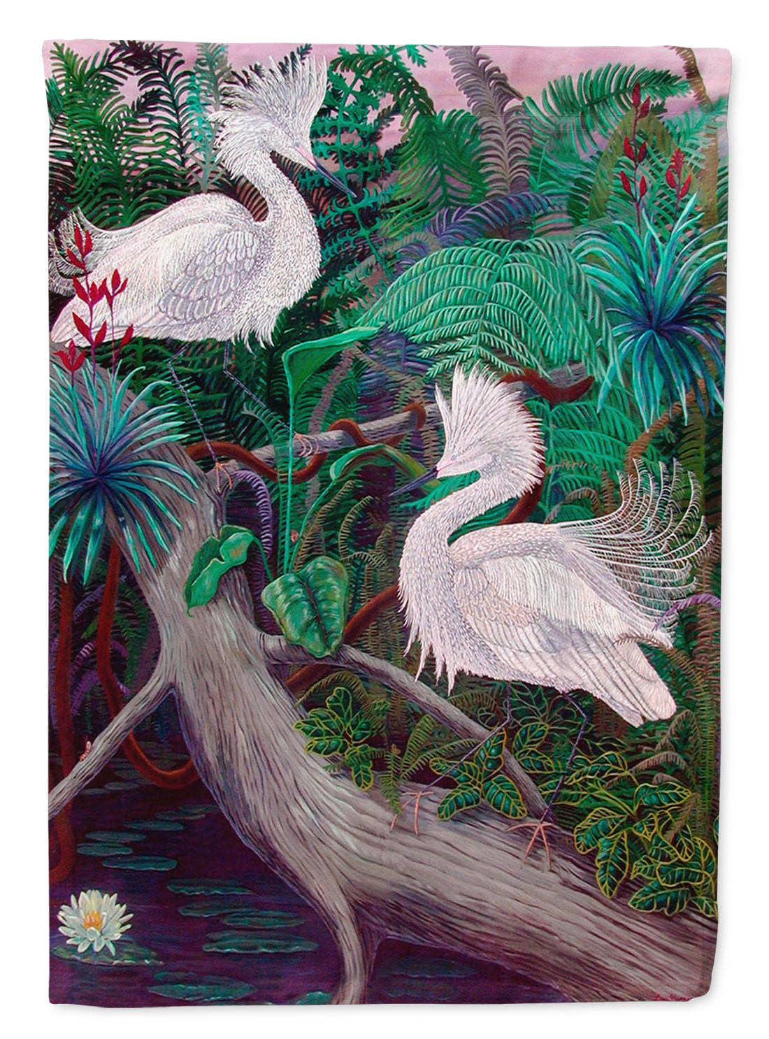 Bird - Egret Flag Canvas House Size  the-store.com.