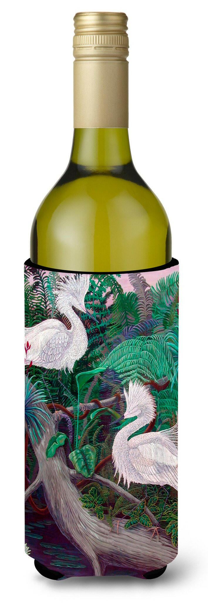 Bird - Egret Wine Bottle Beverage Insulator Beverage Insulator Hugger by Caroline&#39;s Treasures