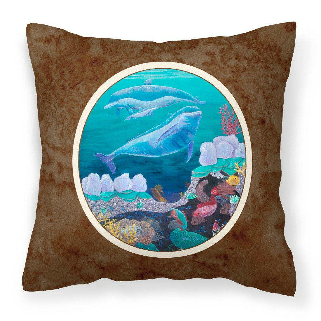 Dolphin Familty Swimming Fabric Decorative Pillow 7143PW1414 - the-store.com