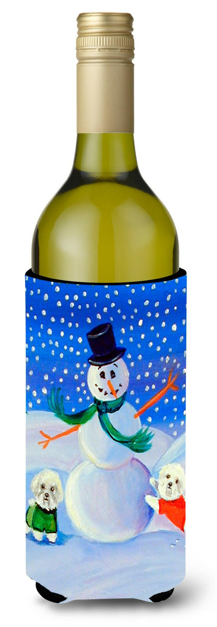 Snowman Bichon Frise Wine Bottle Beverage Insulator Beverage Insulator Hugger by Caroline&#39;s Treasures