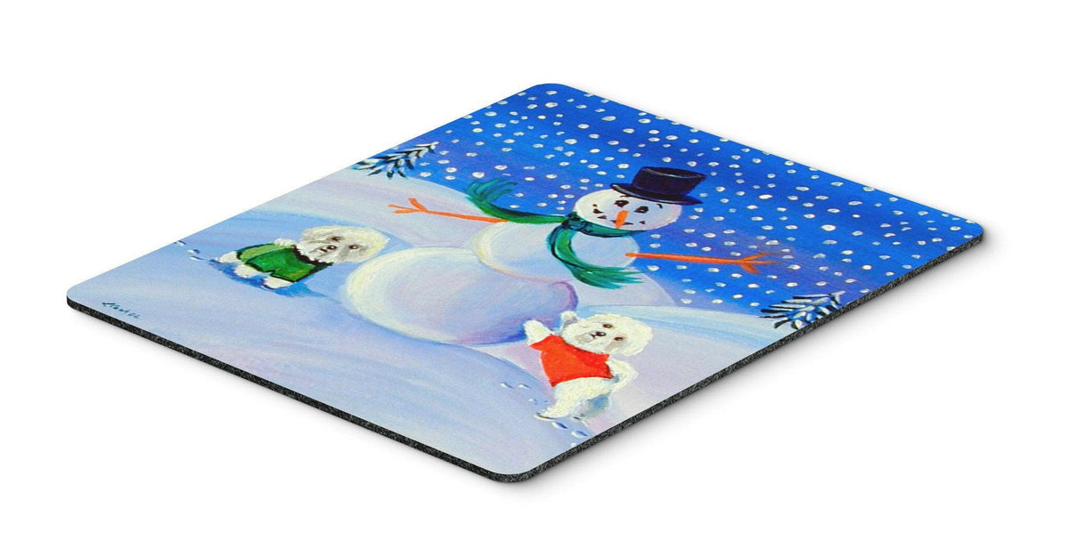 Snowman with a  Bichon Frise Mouse Pad / Hot Pad / Trivet by Caroline&#39;s Treasures