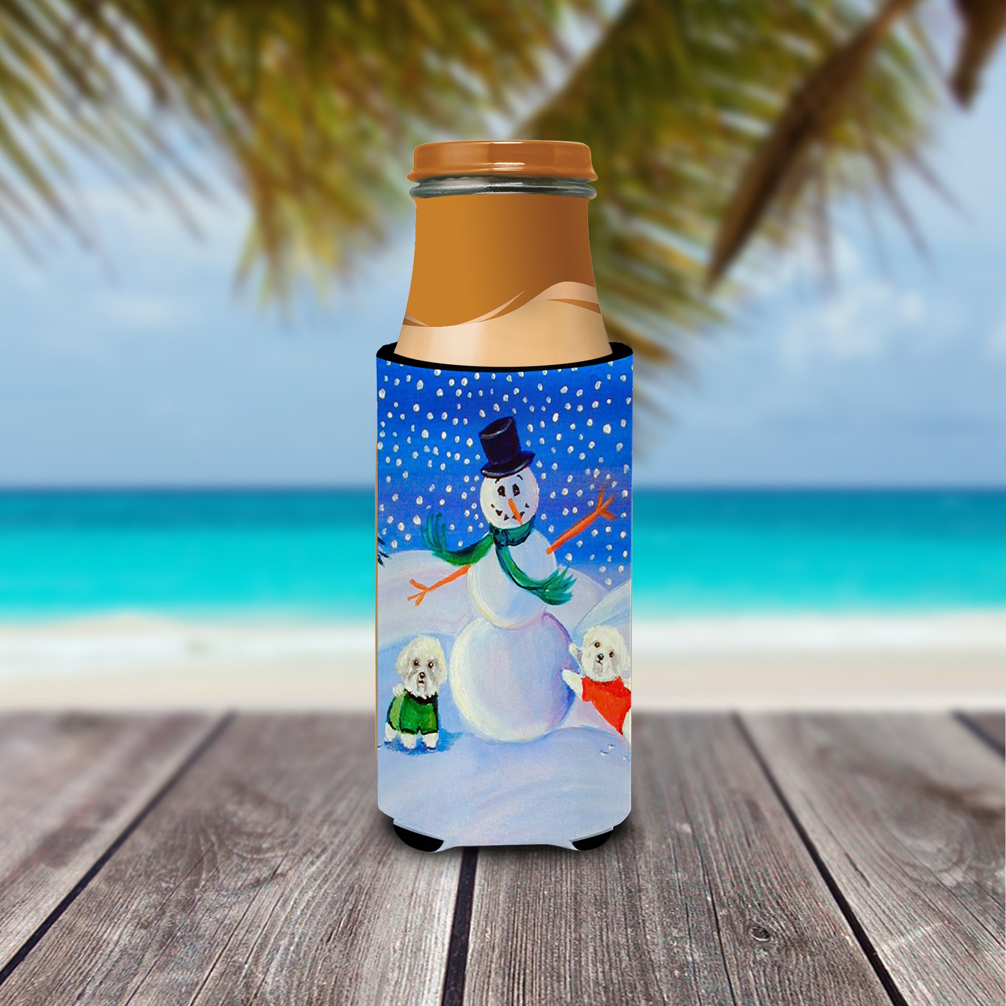 Snowman Bichon Frise Ultra Beverage Insulators for slim cans 7145MUK.