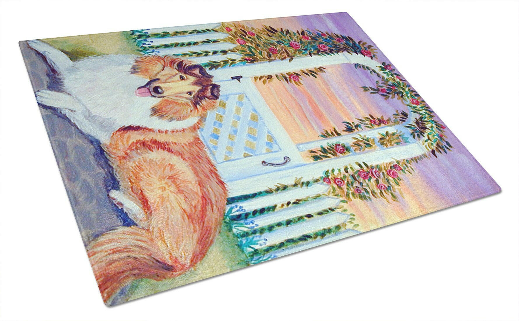 Collie Glass Cutting Board Large by Caroline's Treasures