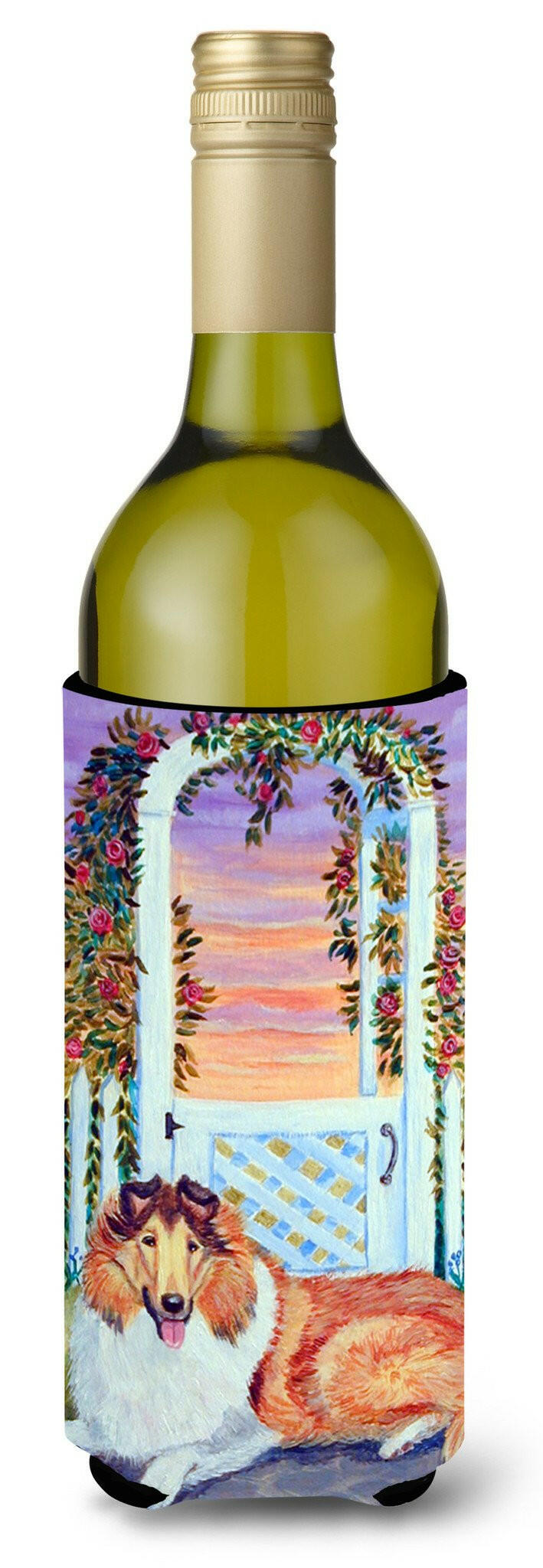 Collie Wine Bottle Beverage Insulator Beverage Insulator Hugger by Caroline&#39;s Treasures