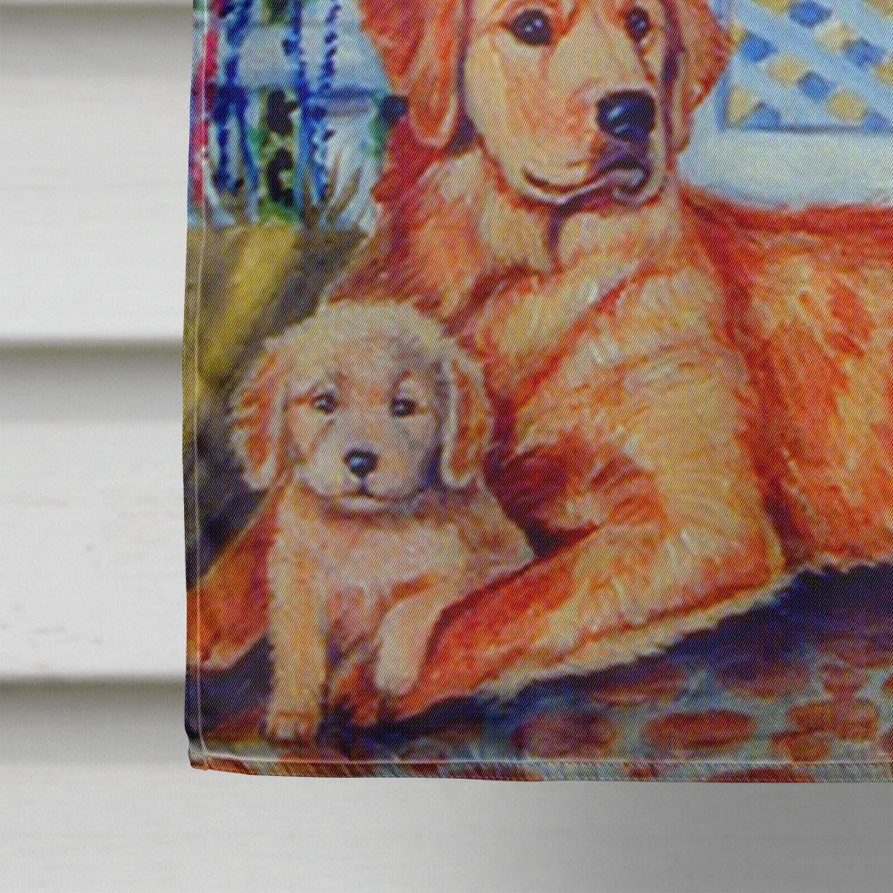 Golden Retriever with puppy at the gate Flag Canvas House Size  the-store.com.