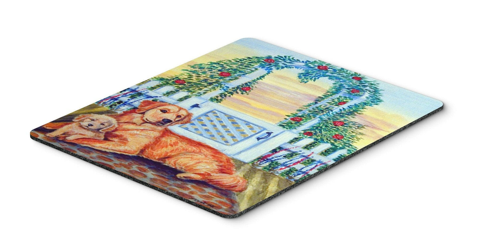 Golden Retriever with puppy at the gate Mouse Pad / Hot Pad / Trivet by Caroline's Treasures