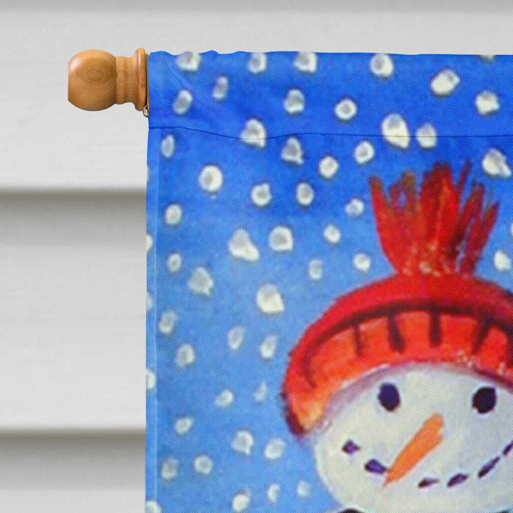 Snowman with Pomeranian Flag Canvas House Size  the-store.com.