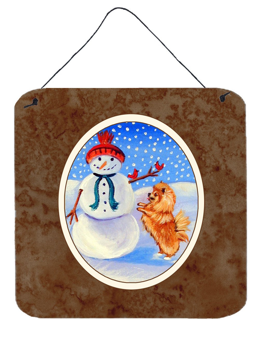 Snowman with Pomeranian Winter Snowman Wall or Door Hanging Prints 7151DS66 by Caroline's Treasures