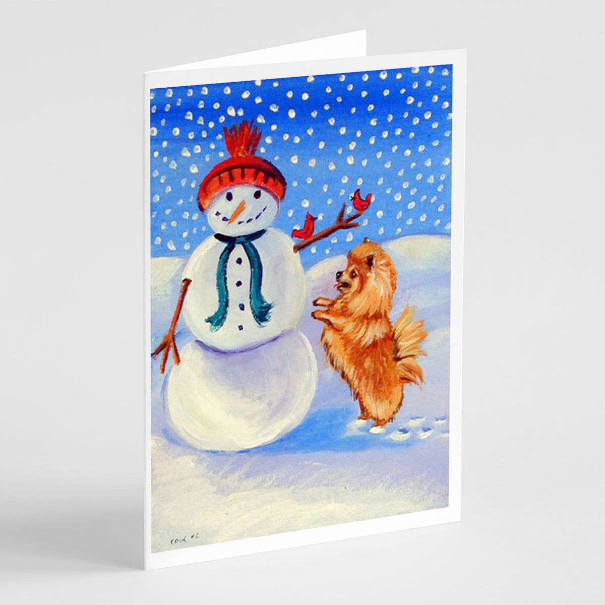 Buy this Snowman with Pomeranian Winter Snowman  Greeting Cards and Envelopes Pack of 8