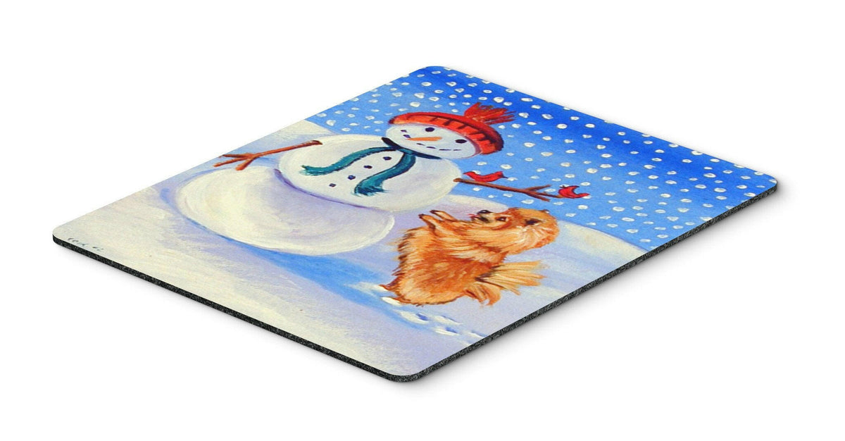 Snowman with Pomeranian Mouse Pad / Hot Pad / Trivet by Caroline&#39;s Treasures