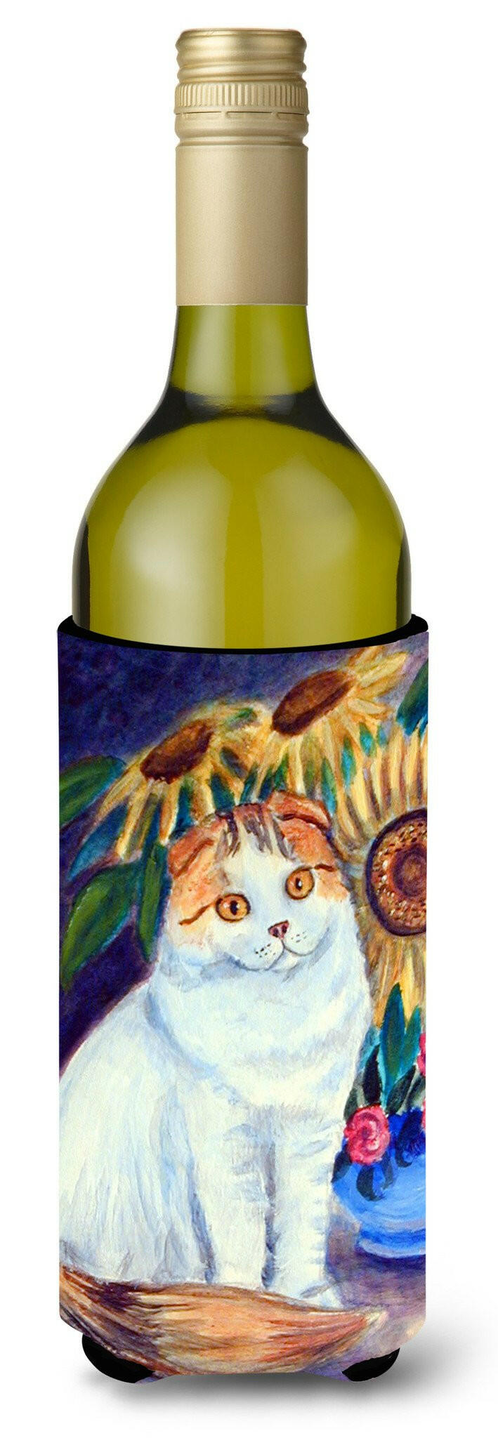 Cat Wine Bottle Beverage Insulator Beverage Insulator Hugger 7153LITERK by Caroline&#39;s Treasures