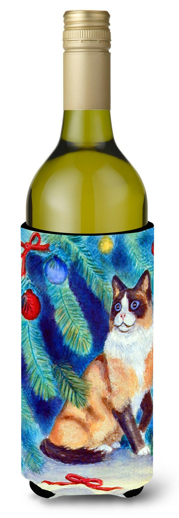 Christmas Tree Cat Wine Bottle Beverage Insulator Beverage Insulator Hugger by Caroline&#39;s Treasures
