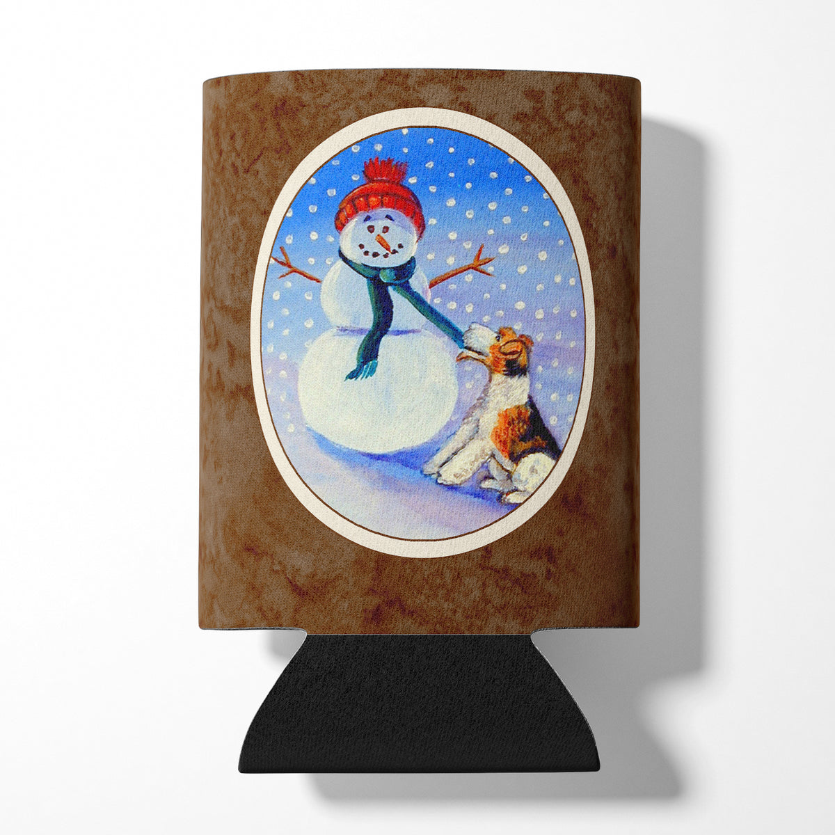 Snowman with  Fox Terrier Can or Bottle Hugger 7156CC