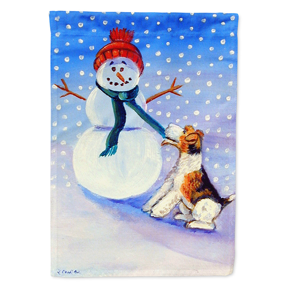 Snowman with  Fox Terrier Flag Canvas House Size
