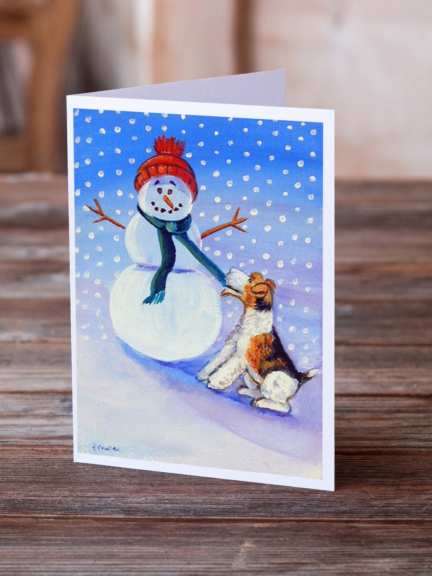 Buy this Snowman with  Fox Terrier  Greeting Cards and Envelopes Pack of 8