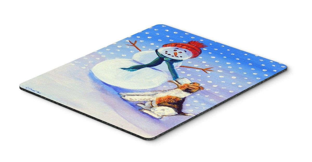 Snowman with  Fox Terrier Mouse Pad / Hot Pad / Trivet by Caroline&#39;s Treasures