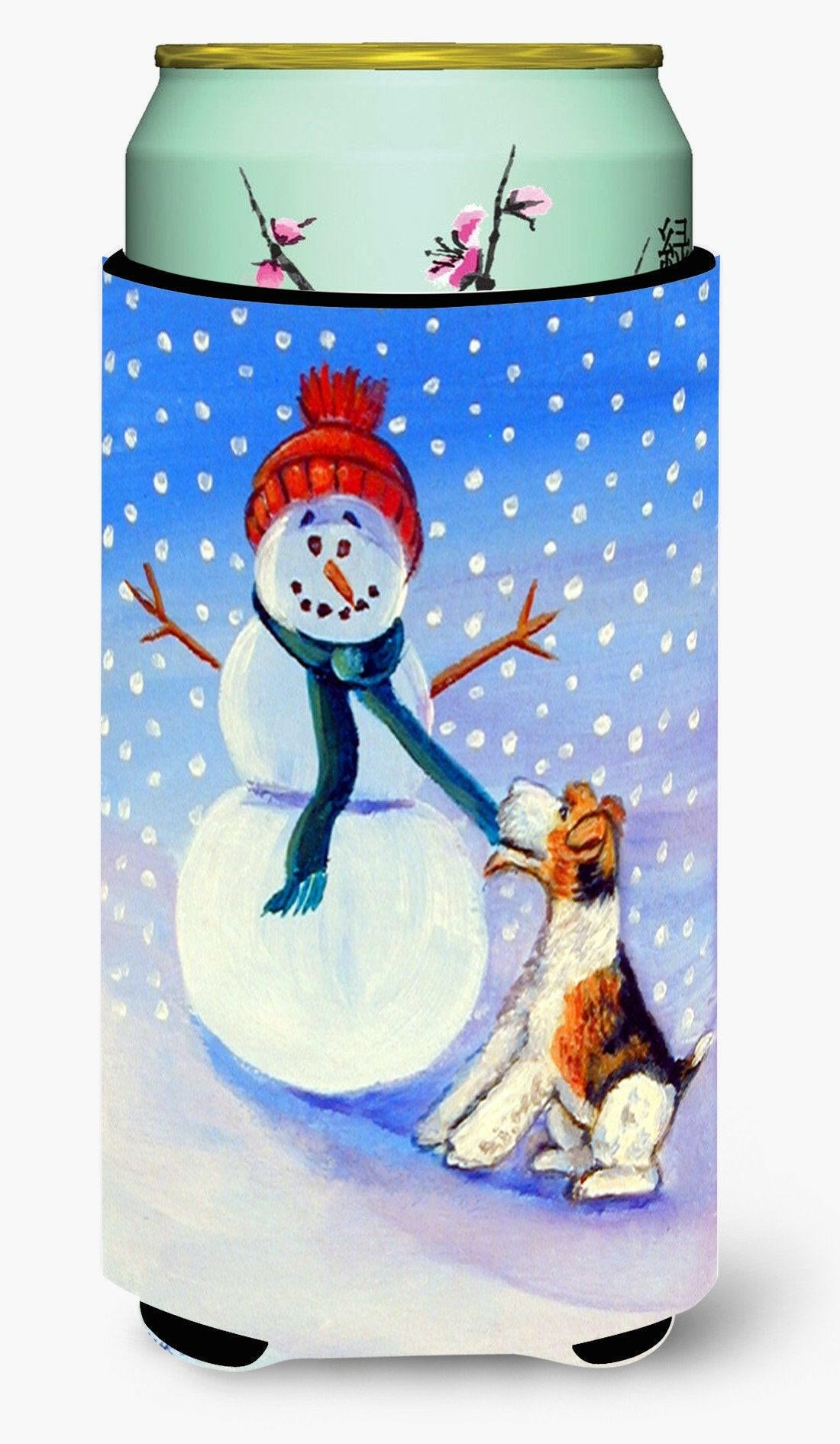 Snowman with  Fox Terrier  Tall Boy Beverage Insulator Beverage Insulator Hugger by Caroline&#39;s Treasures